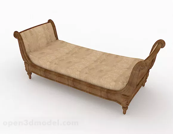 Chinese Wooden Long Footstool Sofa 3d model Chinese Wooden Long Footstool Sofa 3d model