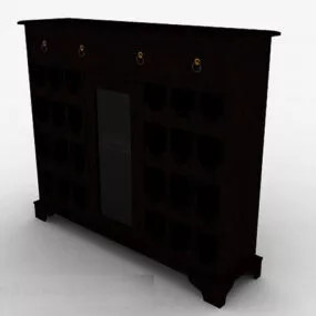 Wooden Multi Door Display Cabinet 3d model
