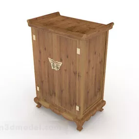 Chinese Style Wooden Yellow Wardrobe 3d model