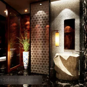 Chinese Toilet Decor Interior 3d model