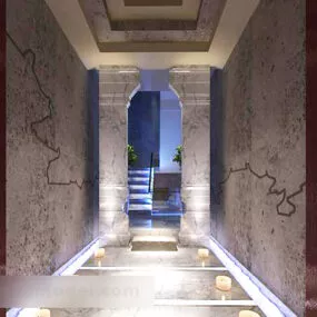 Chinese Villa Aisle Interior 3d model