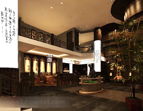 Chinese Villa Living Room Design Interior 3d model Chinese Villa Living Room Design Interior 3d model