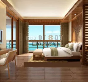 Classical Chinese Bedroom Design Interior 3d model