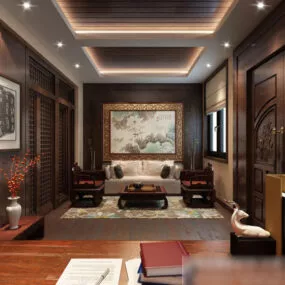 Classical Study Room Interior 3d model