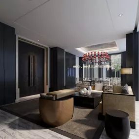 Coffee Shop Private Room Interior 3d model