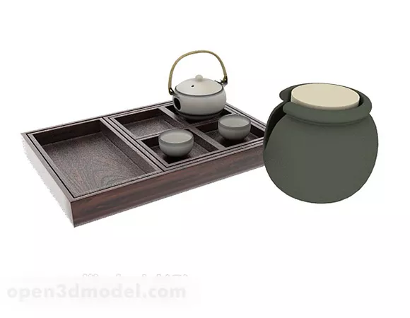 Wooden Tea Tray 3d model Wooden Tea Tray 3d model