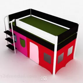 Pink Color Children Bed 3d model