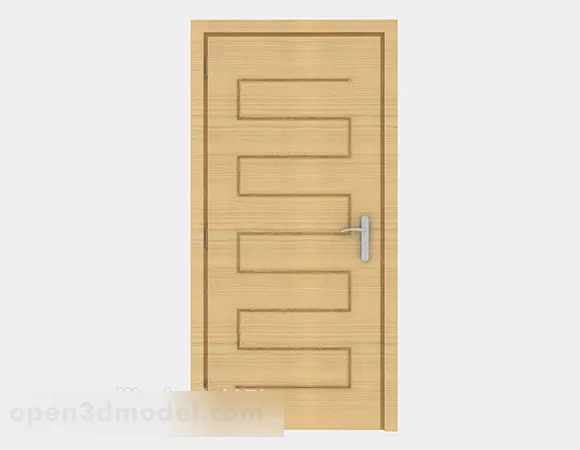 Common Yellow Solid Wood Door 3d model Common Yellow Solid Wood Door 3d model