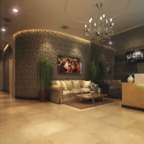 Company Front Desk Sofa Interior 3d model