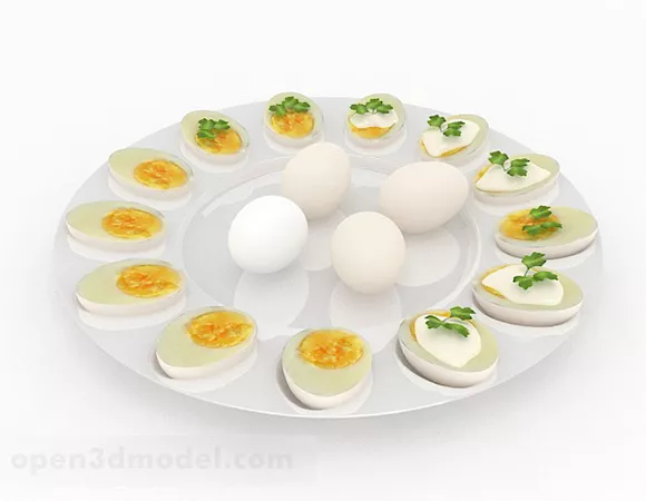 Cooked Egg Platter Food 3d model Cooked Egg Platter Food 3d model