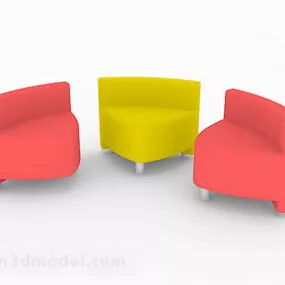 Creative Pink Yellow Sofa Set 3d model