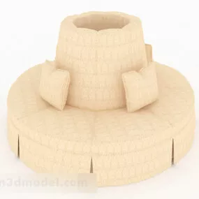 Yellow Fabric Round Sofa 3d model