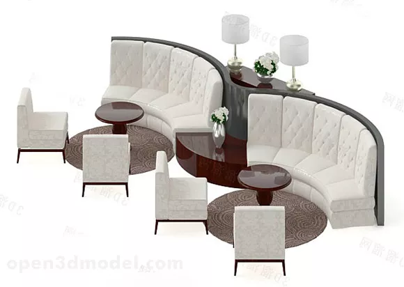 Curved Dining Room Sofa 3d model Curved Dining Room Sofa 3d model