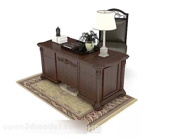 Dark Brown High-grade Desk 3d model Dark Brown High-grade Desk 3d model