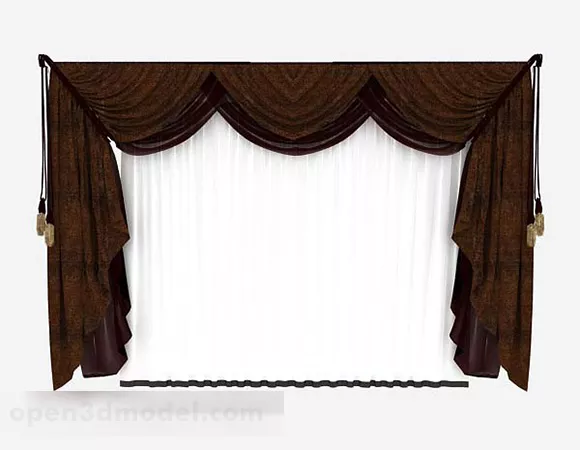 Dark Brown Home Curtains 3d model Dark Brown Home Curtains 3d model