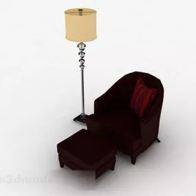 Dark Brown Home Single Sofa Furniture 3d model