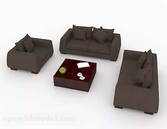 Dark Brown Minimalist Combination Sofa 3d model Dark Brown Minimalist Combination Sofa 3d model