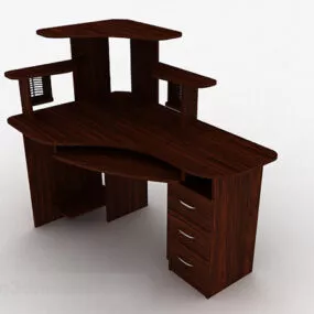 Dark Brown Minimalist Desk 3d model