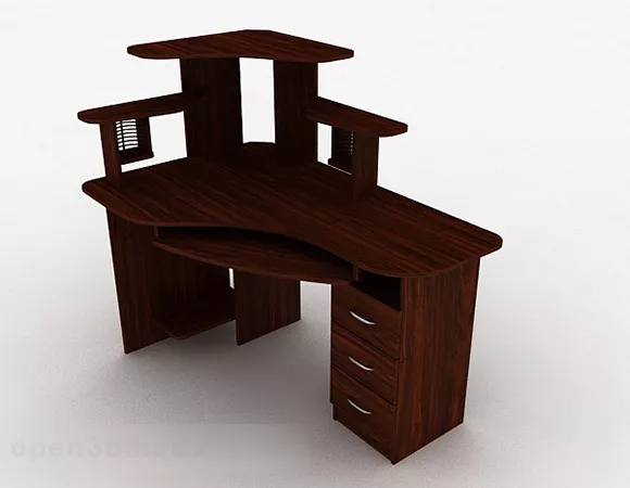 Dark Brown Minimalist Desk 3d model Dark Brown Minimalist Desk 3d model