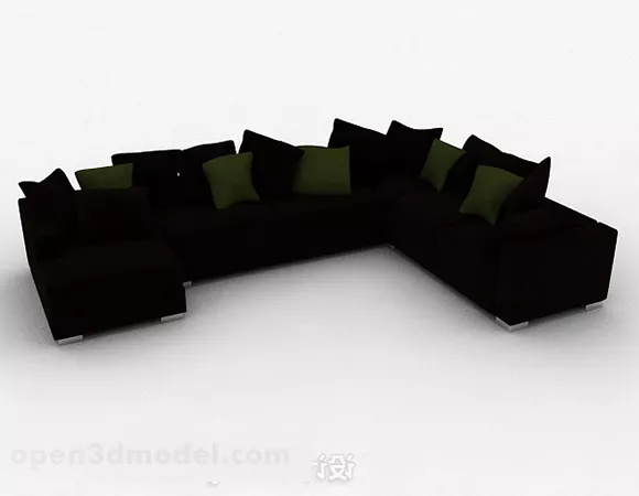 Dark Brown Multiseater Sofa Decor 3d model Dark Brown Multiseater Sofa Decor 3d model