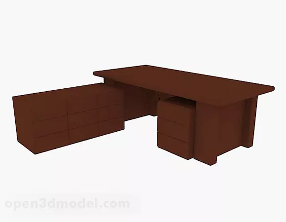 Dark Brown Office Desk 3d model Dark Brown Office Desk 3d model