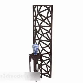 Dark Brown Single Door Hollow Partition 3d model