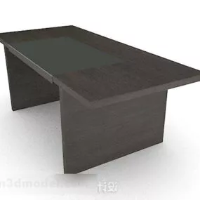 Dark Brown Solid Wood Desk 3d model