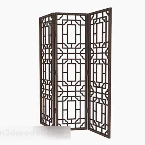 Brown Three Sided Wooden Hollow Partition 3d model