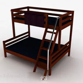 Dark Brown Bunk Bed 3d model