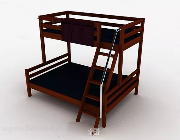 Dark Brown Bunk Bed 3d model Dark Brown Bunk Bed 3d model