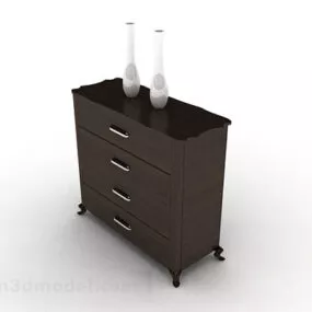 Dark Wooden Decorative Office Cabinet 3d model