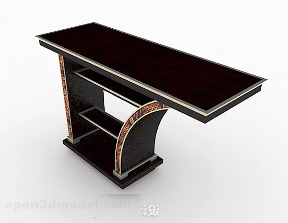 Dark Brown Wooden Dining Table Furniture 3d model Dark Brown Wooden Dining Table Furniture 3d model
