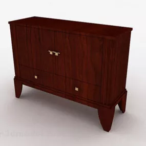 Dark Brown Wood Entrance Cabinet 3d model