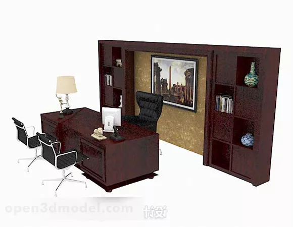 Dark Brown Wooden High-grade Desk Chair 3d model Dark Brown Wooden High-grade Desk Chair 3d model