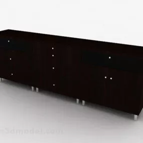 Dark Brown Wooden Locker 3d model