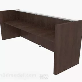 Dark Brown Wooden Long Desk 3d model