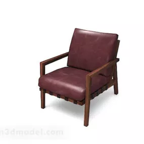 Dark Red Brown Single Sofa 3d model