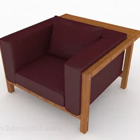 Dark Red Minimalist Sofa Chair Furniture V1 3d model