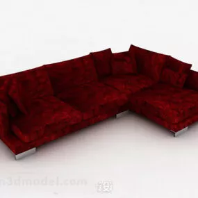 Dark Red Sectional Sofa 3d model