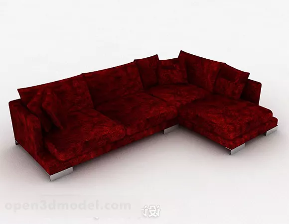 Dark Red Sectional Sofa 3d model Dark Red Sectional Sofa 3d model