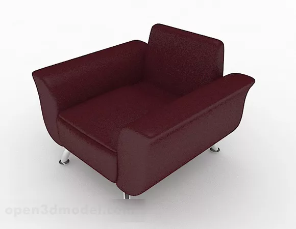 Dark Red Leather Minimalist Single Sofa 3d model Dark Red Leather Minimalist Single Sofa 3d model