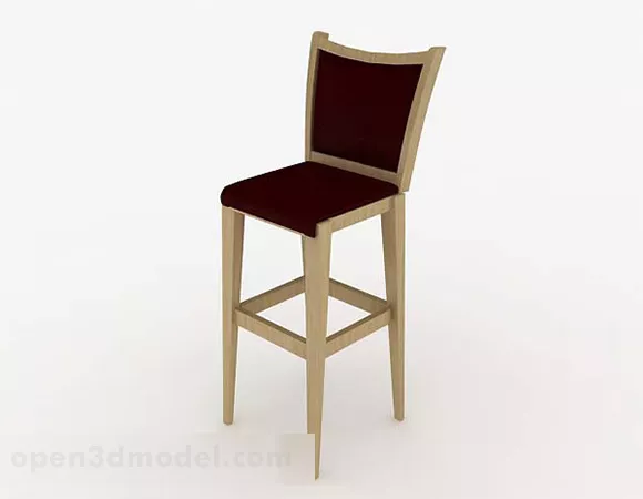 Dark Red Wooden Bar Chair 3d model Dark Red Wooden Bar Chair 3d model