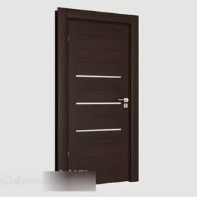 Dark Solid Wood Home Room Door 3d model
