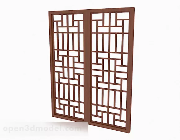 Hollow Wooden Sliding Door 3d model Hollow Wooden Sliding Door 3d model