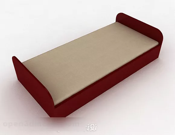 Red Single Bed 3d model Red Single Bed 3d model