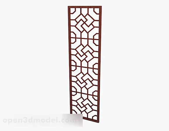 Red Wooden Hollow Partition 3d model Red Wooden Hollow Partition 3d model
