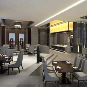 Restaurant Dining Space Interior 3d model