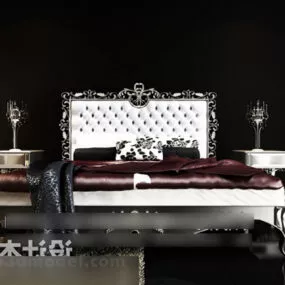 Classic Double Bed Interior 3d model