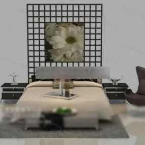 Double Bed Furniture V1 3d model