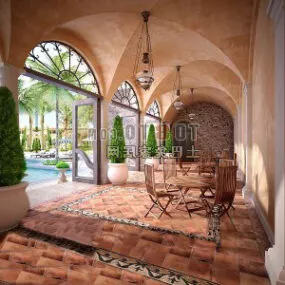 European Architectural Landscape Design Interior 3d model
